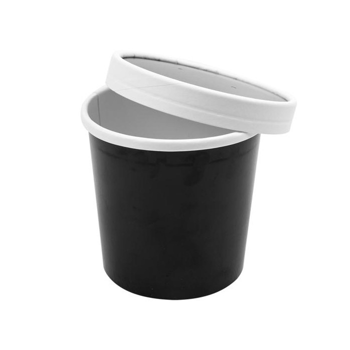 Tarrinas   Tapas 360Ml Ø9/7 2X8 4Cm Negro 250Ud