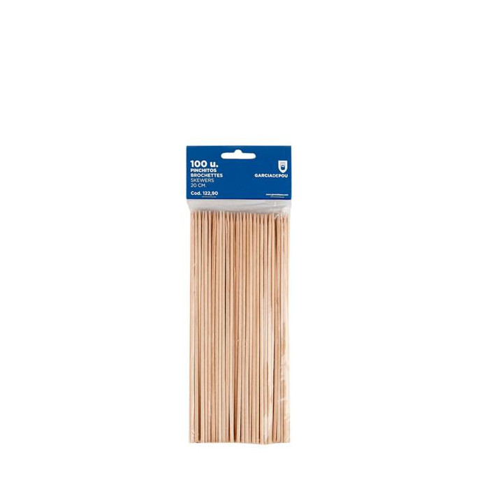 Brochetas 20cm Natural Madera 100ud 122 90