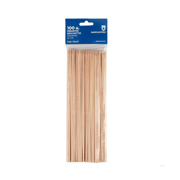 Brochetas 25cm Natural Madera 100ud 112 47