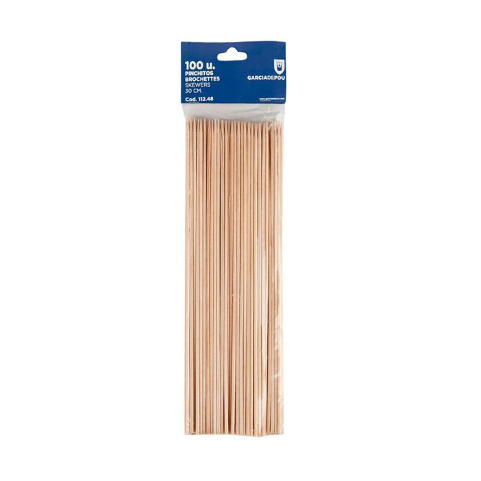 Brochetas 30cm Natural Madera 100ud