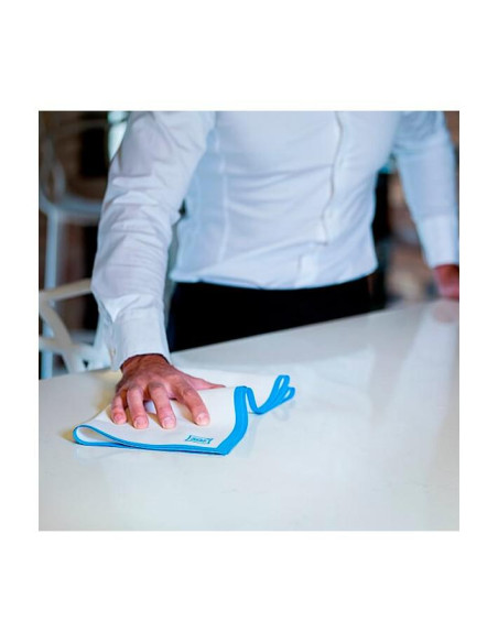 Roll Drap Paño Blanco Cenefa Azul 40x64 10ud