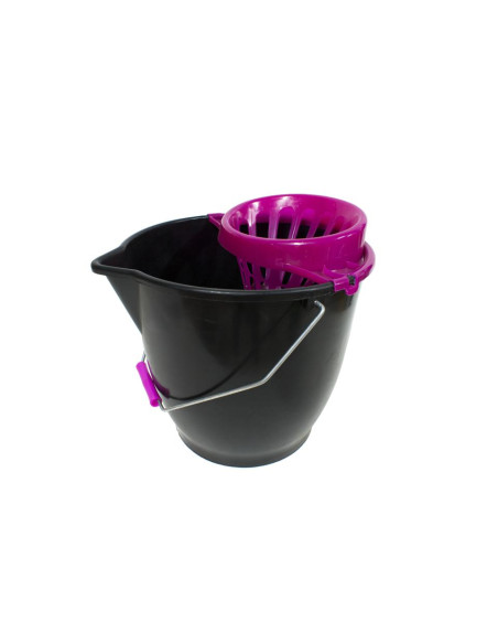 Cubo 13L Negro Asa Metal Escurridor Colores 24ud