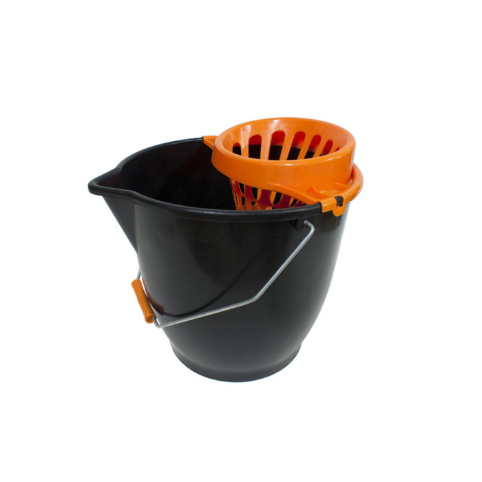 Cubo 13L Negro Asa Metal Escurridor Colores 24ud