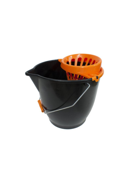 Cubo 13L Negro Asa Metal Escurridor Colores 24ud