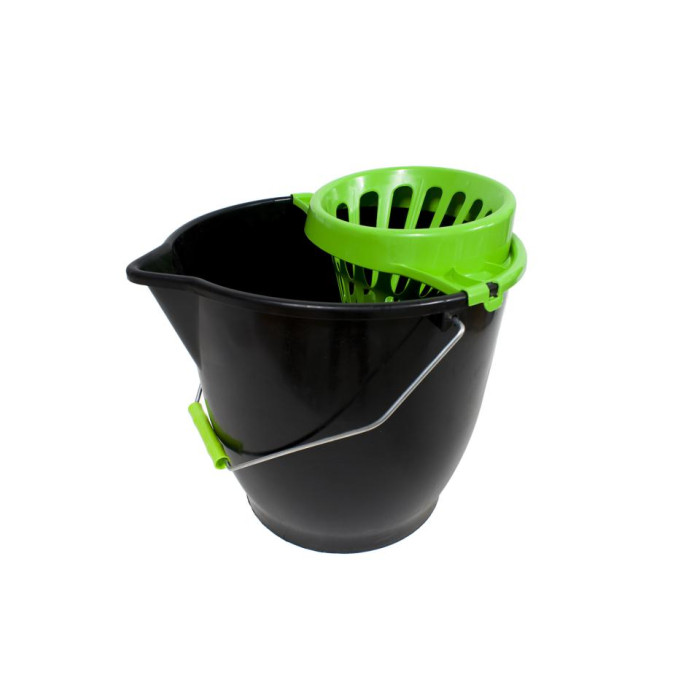 Cubo 13L Negro Asa Metal Escurridor Colores 24ud